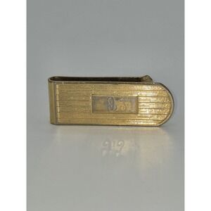 Vintage Gold‎ Tone Money Clip Engraved Initial BS Retro Minimalist